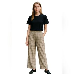 Oak + Fort Womens Plaid Soft Flannel Pants Grayish Womens Large